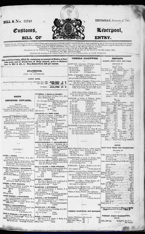 View document: Bills of Entry for the year 1857.