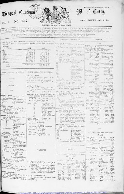 View document: Bills of Entry for the year 1869.
