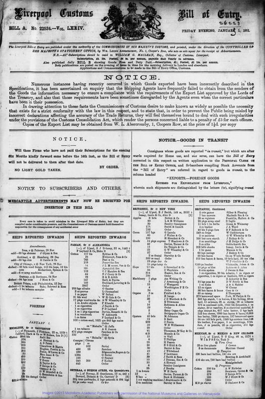 View document: Bills of Entry for the year 1892.