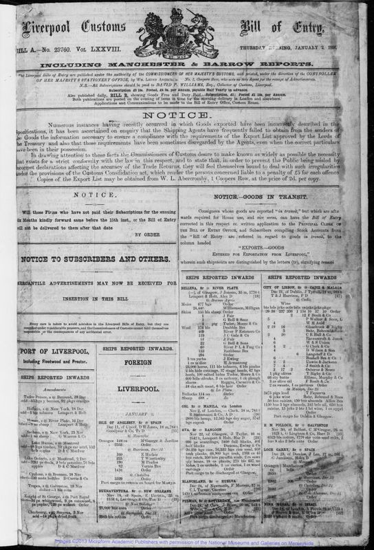 View document: Bills of Entry for the year 1896.
