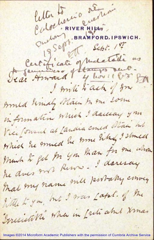 View document: General letters arranged by date, 1900 - 1909.