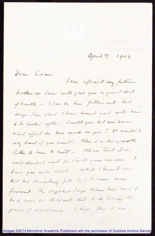 View document: Esme's correspondence with associates in the diplomatic service.