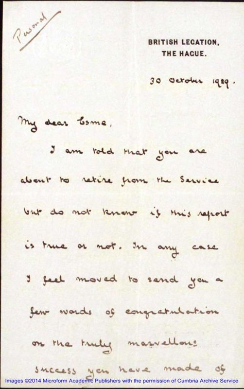 View document: Letters received from colleagues in the Foreign and Colonial Offices.