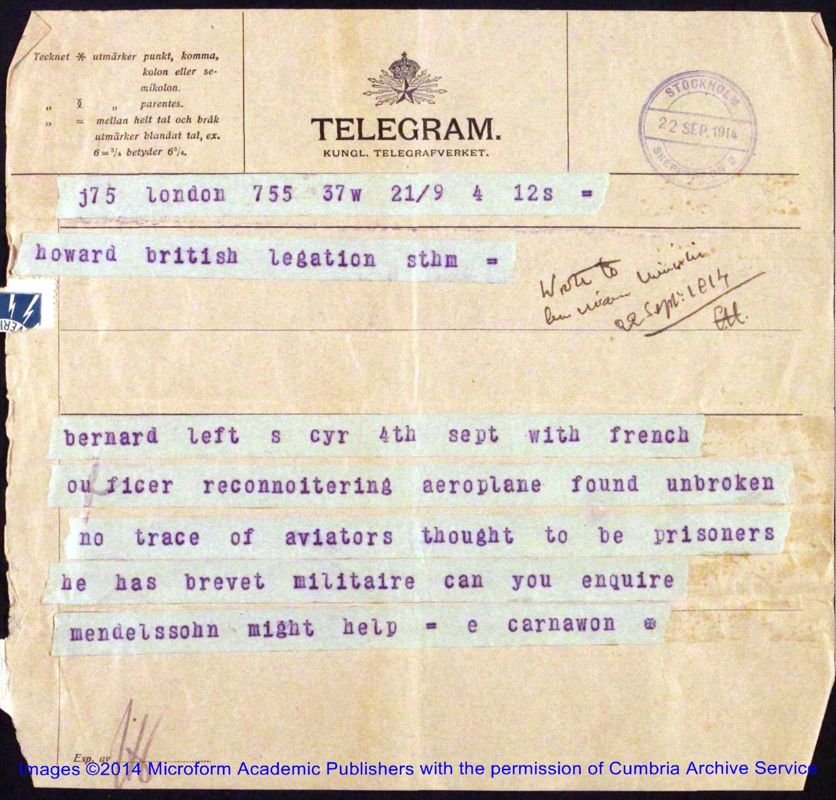 View document: Correspondence from Sweden on specific themes.