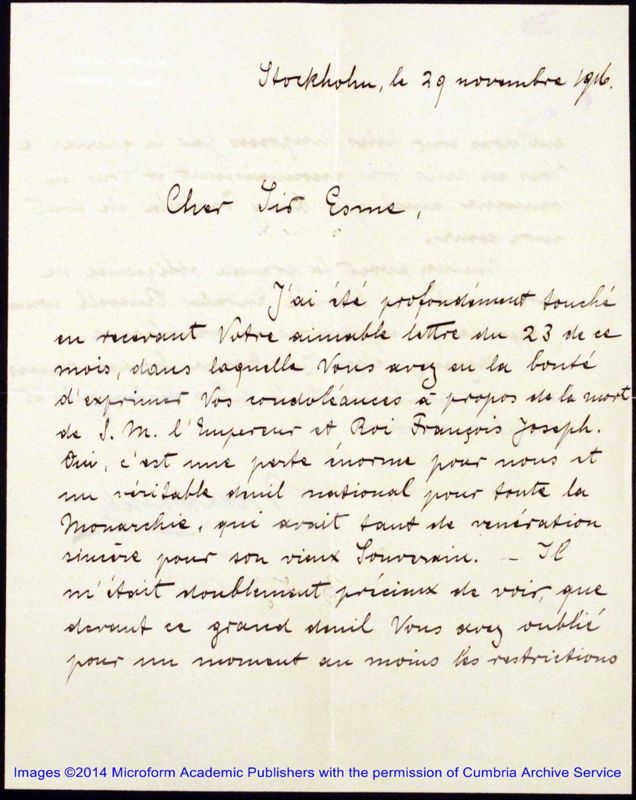 View document: Sweden, Official and semi-official correspondence.