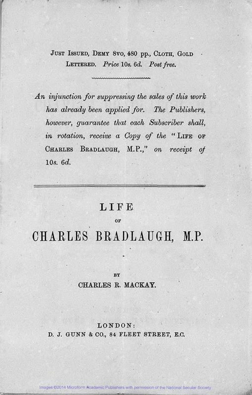View document: The Life of Charles Bradlaugh MP, and Balak Secundus, 1888.