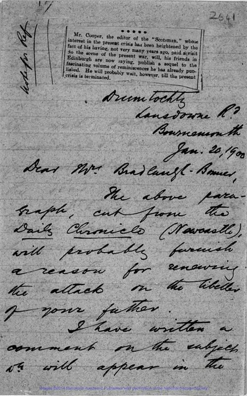View document: General Correspondence and Papers, 1900 - 1909.