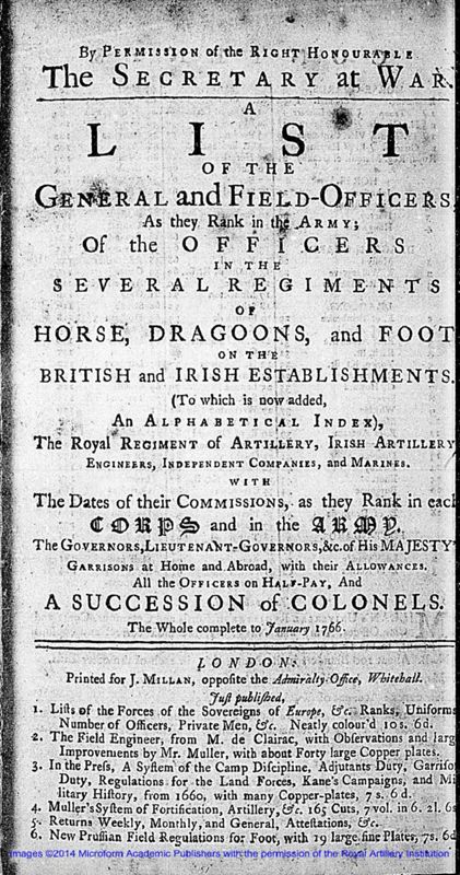 View document: The Army List of 1766.