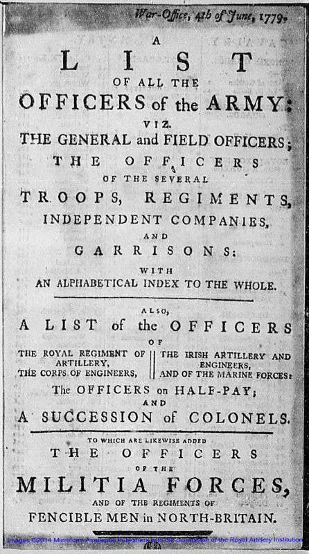 View document: The Army List of 1779.