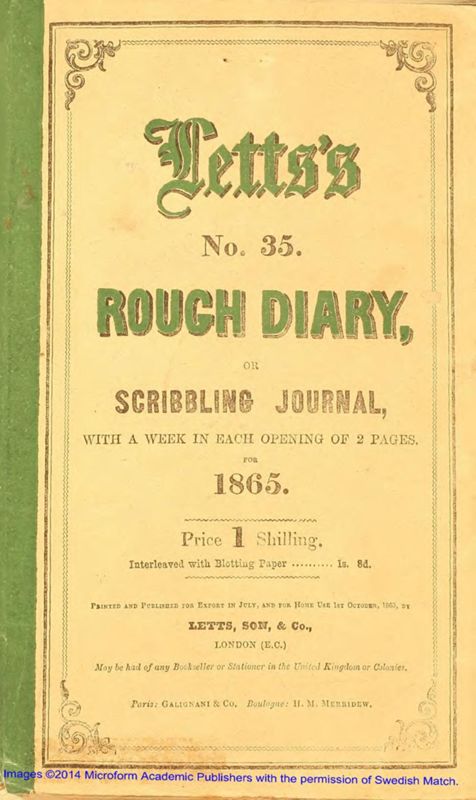 View document: Francis May diary.