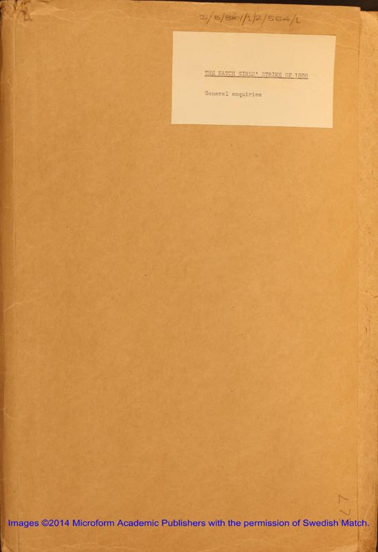 View document: 'The Matchgirls Strike of 1888' - general enquiries.