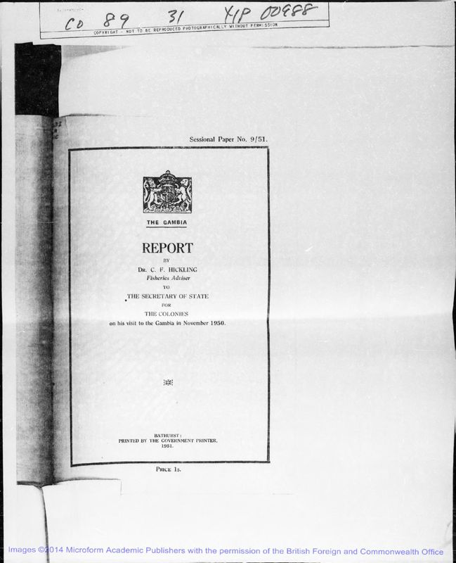 View document: Fisheries Adviser to the Secretary of State for the Colonies 1950.