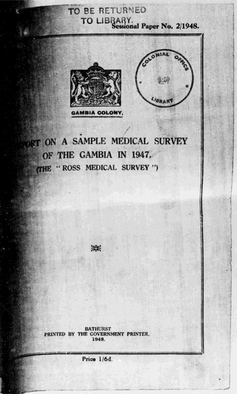 View document: Report on a Sample Medical Survey of The Gambia, 1947.