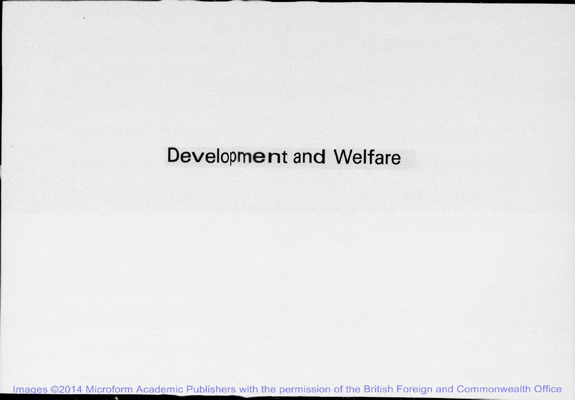 View document: Development and Welfare 1943-1952.