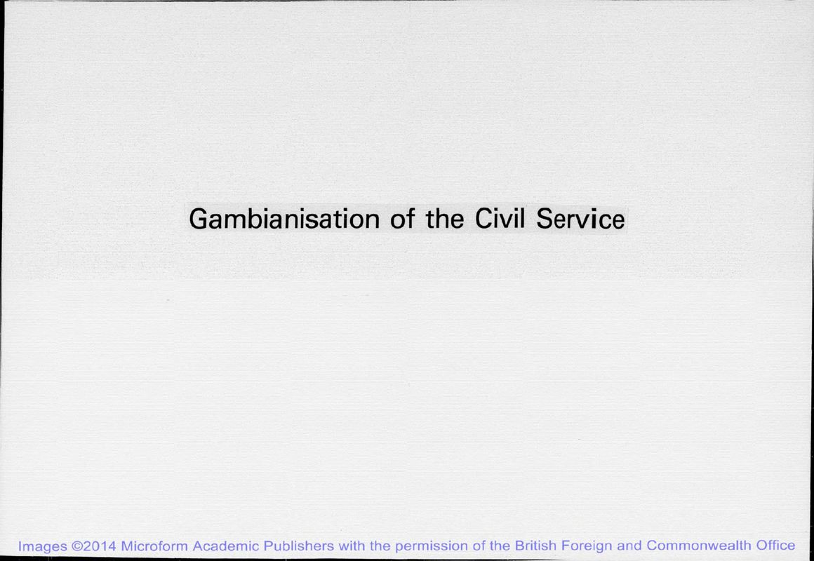 View document: Gambia's Civil and Clerical Services, 1947-1952.