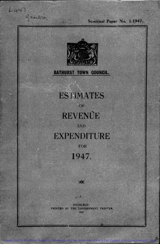 View document: Bathurst Town Council estimates.