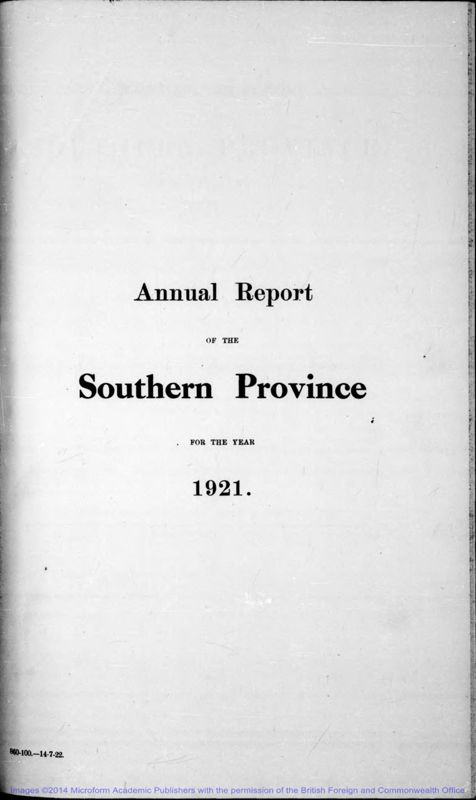 View document: Southern Province 1921-1935.