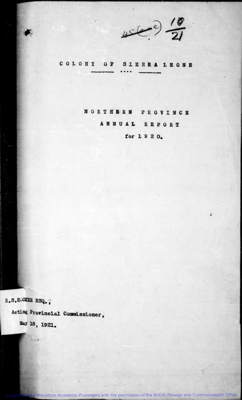 View document: Northern Province 1920-1935.