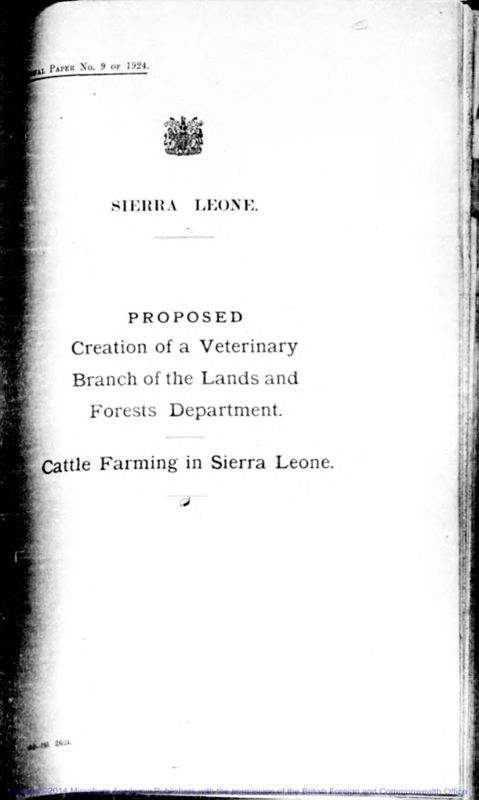 View document: Veterinary Department and Reports 1924-1961.