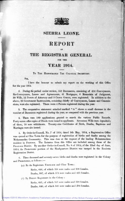 View document: The Registrar General 1914-1961.