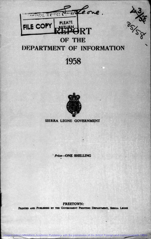 View document: Dept of Information 1958-1960.
