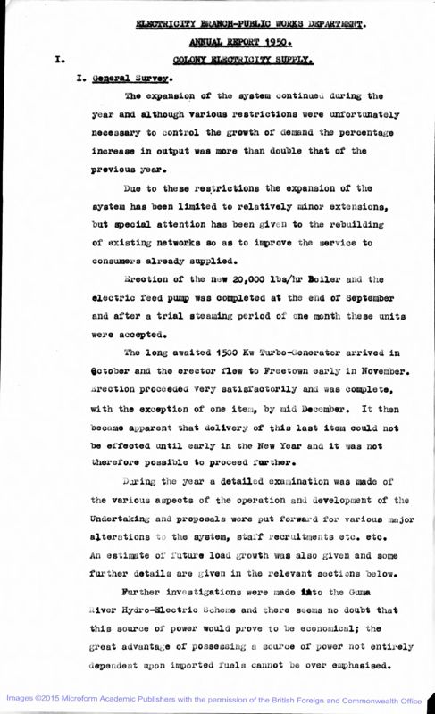 View document: Reports on Electricity Supply 1950-1961.
