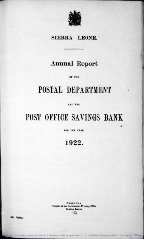 View document: Postal Department and Savings Bank 1922-1936.