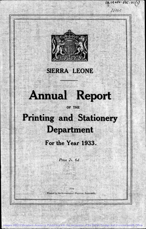 View document: Printing and Stationery 1933-1957.