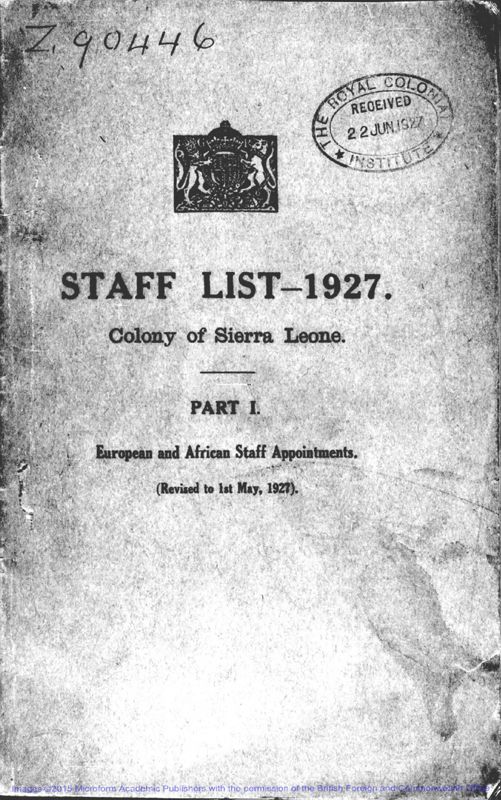 View document: Staff Lists 1927-1939.