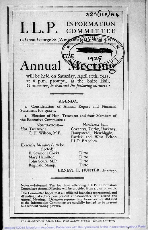 View document: ILP Information Committee, 1925-1926.