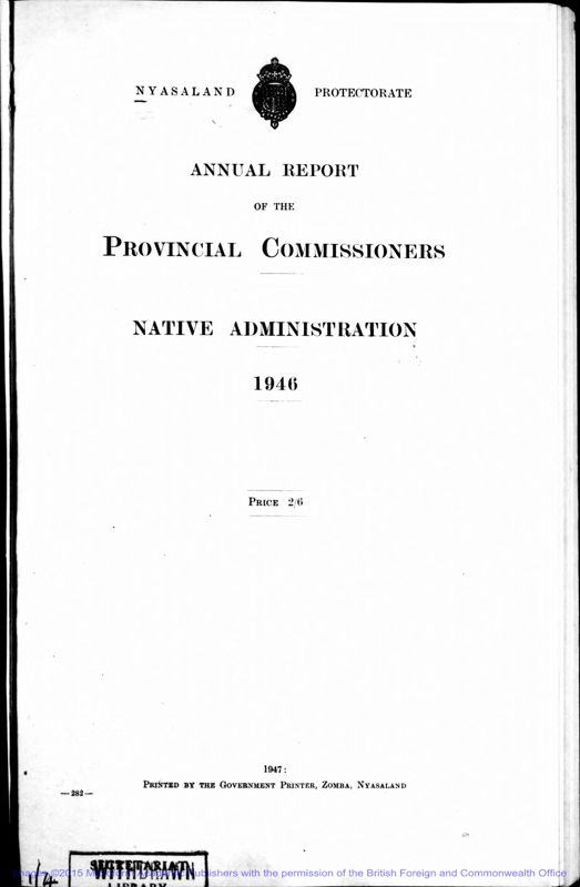 View document: Native affairs and Administration 1946-1959.