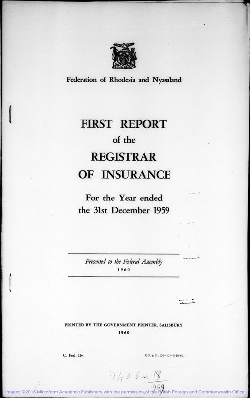 View document: Registrar of Insurance 1959-1966.