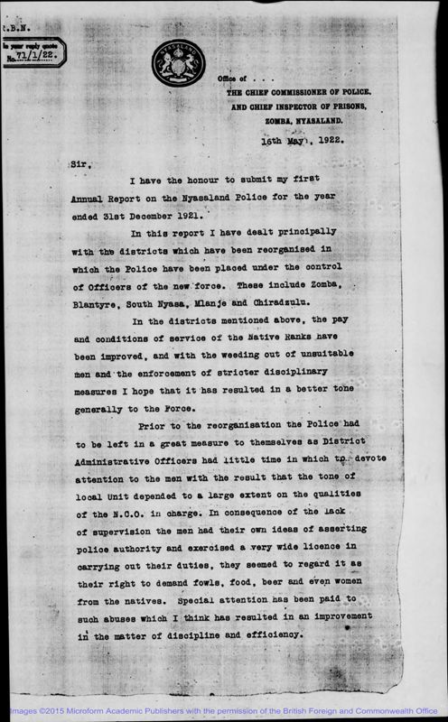 View document: Police 1921-1939.