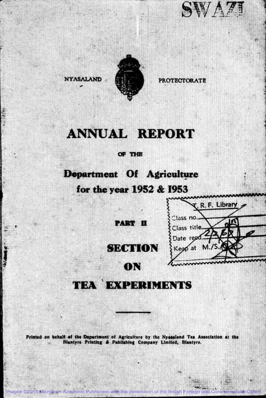 View document: Tea Research Station 1952-1965.