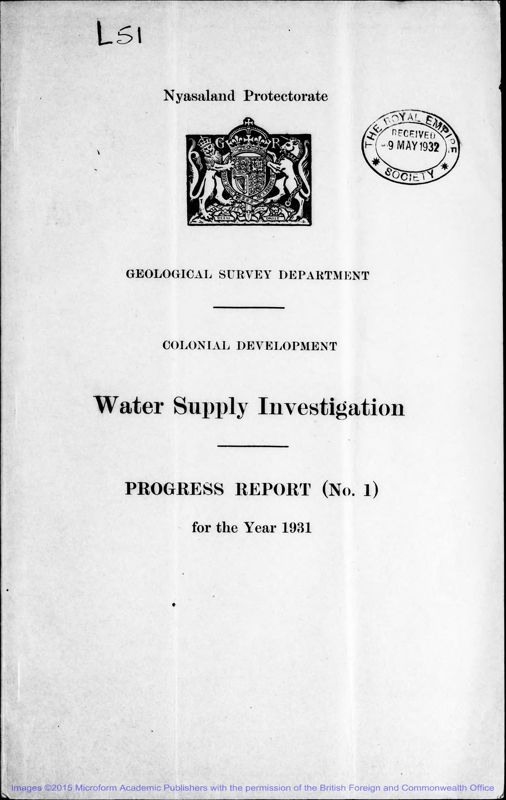 View document: Geological Survey-Water Supply Investigation 1931-1940.