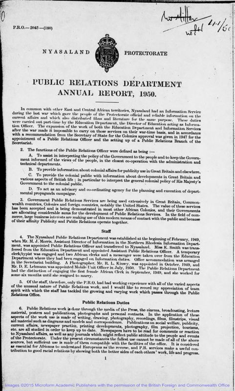 View document: Public Relations 1950-1961.