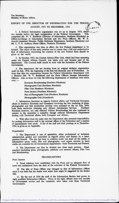 View document: Director of Information 1954-1959.