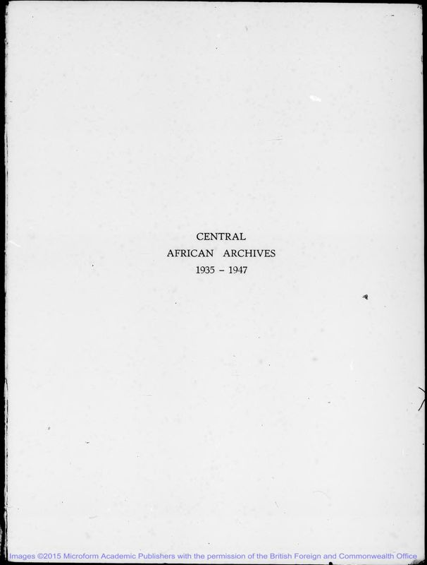 View document: Central African Archives 1935-1962.