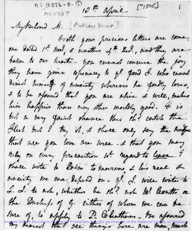 View document: Letters of Matthew Stewart and Dr John Leyden, 1808-1811.