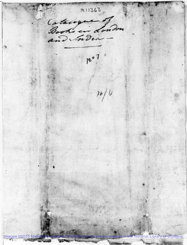 View document: Details of books taken to and from India by the 1st Earl, 1806-1815.
