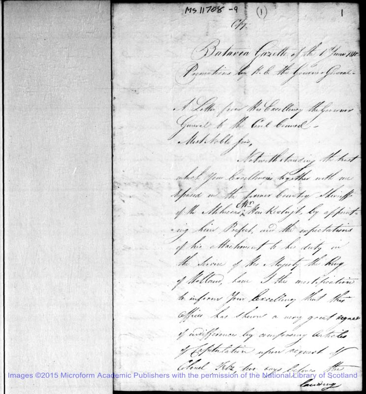 View document: Miscellaneous military correspondence and papers regarding Java, 1810-1814.