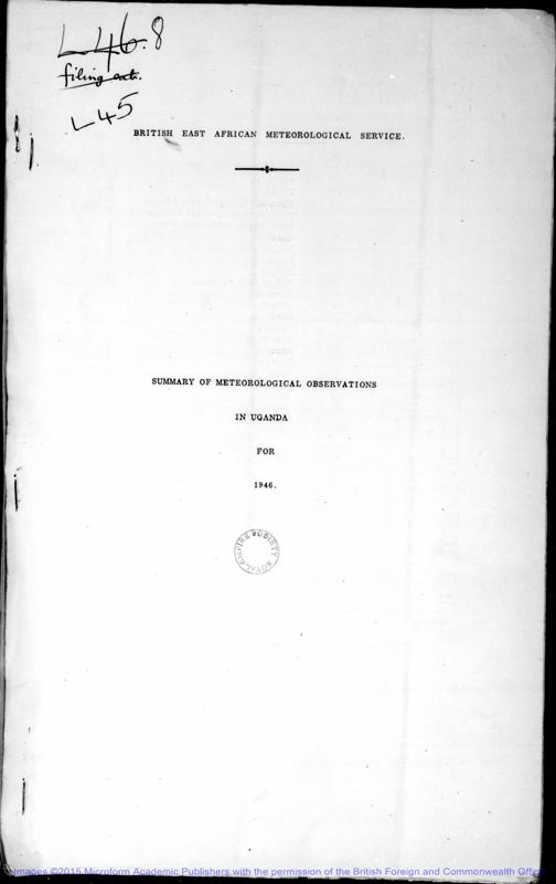 View document: East African Meteorological Surveys, 1946-1955.