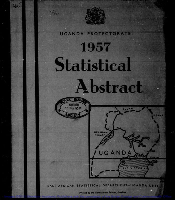 View document: Statistical Abstracts Uganda Protectorate, 1957-1961.