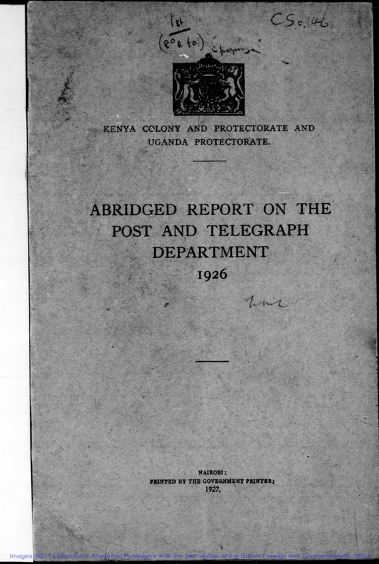 View document: Post and Telegraph, 1926-1947.