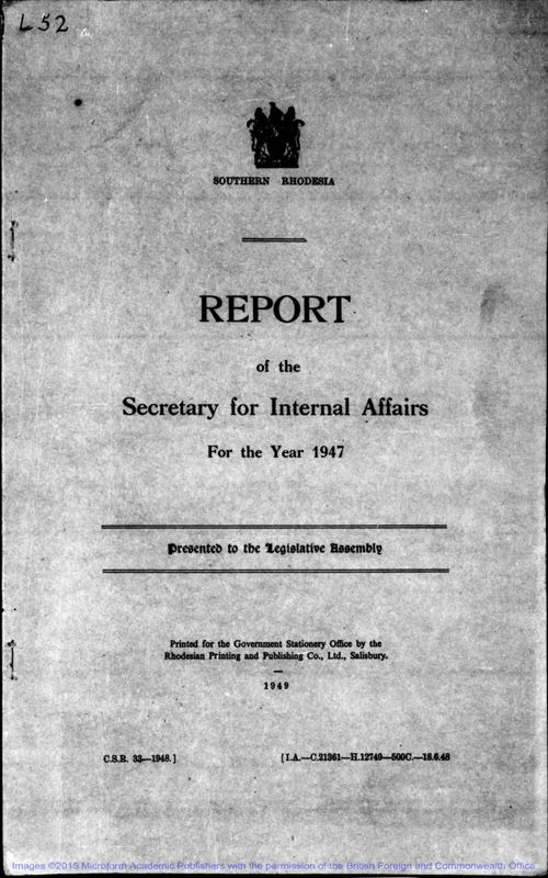 View document: Internal Affairs, 1947-1973.