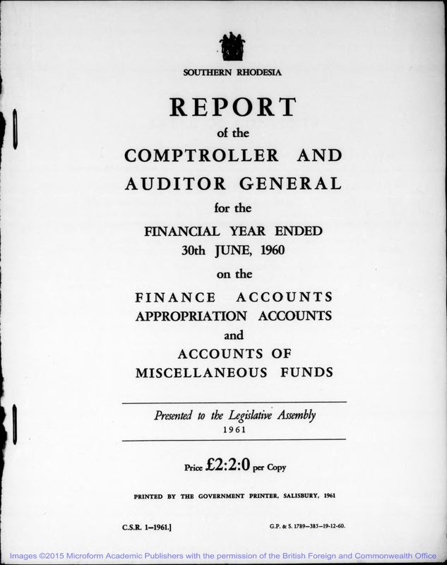 View document: Auditor General, 1959-1963.
