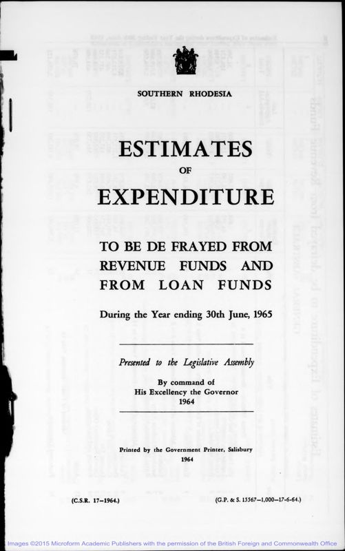 View document: Estimates, 1964-1968.