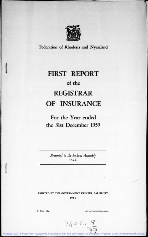 View document: Registrar of Insurance, 1959-1980.
