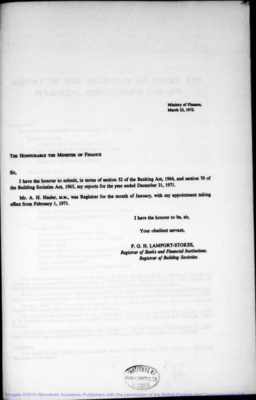 View document: Reports of the Registrar of Banks and Financial Institutions, 1971-1980..