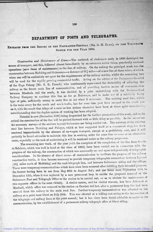 View document: Postmaster General, 1896-1938.